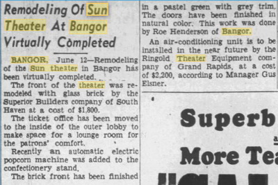 Sun Theater - June 12 1947 Remodel Story